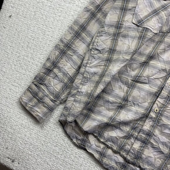 Y2K Manfred Plaid Button Up Shirt Goth Punk Doodle Script Graphic AOP Mens L - Picture 3 of 13